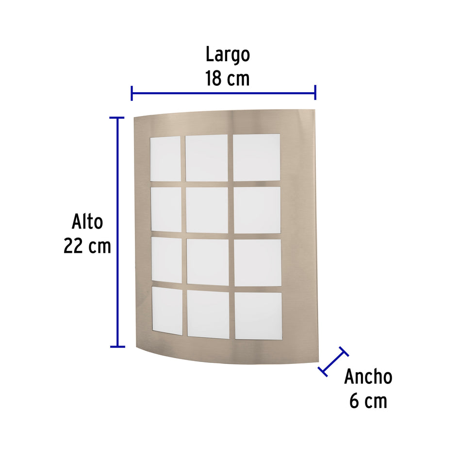 Arbotante decorativo de LED 15 W acero inoxidable luz cálida, 48011