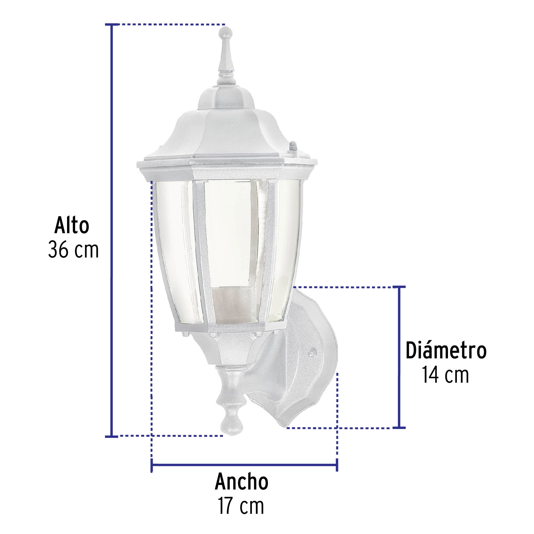 Arbotante tipo farol tradicional soportado p/exterior blanco, 47288