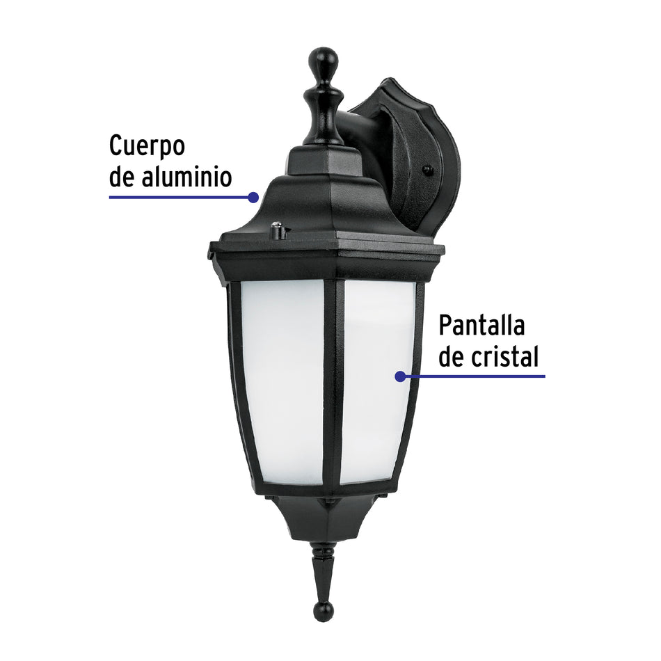 Arbotante de LED 8 W tipo farol suspendido negro, Volteck Caja con 2, 46342