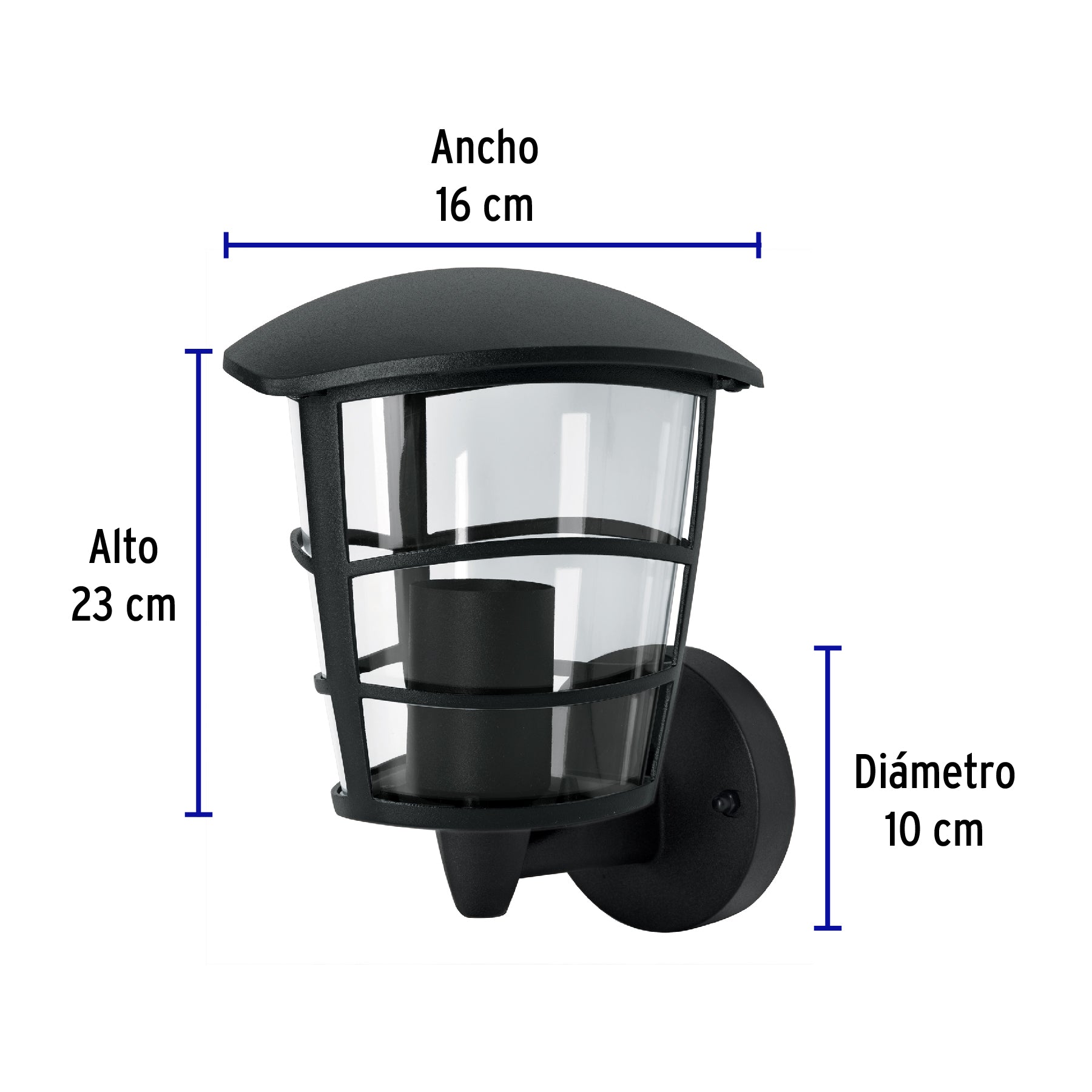 Arbotante tipo farol moderno soportado p/exteriores, negro, 45092