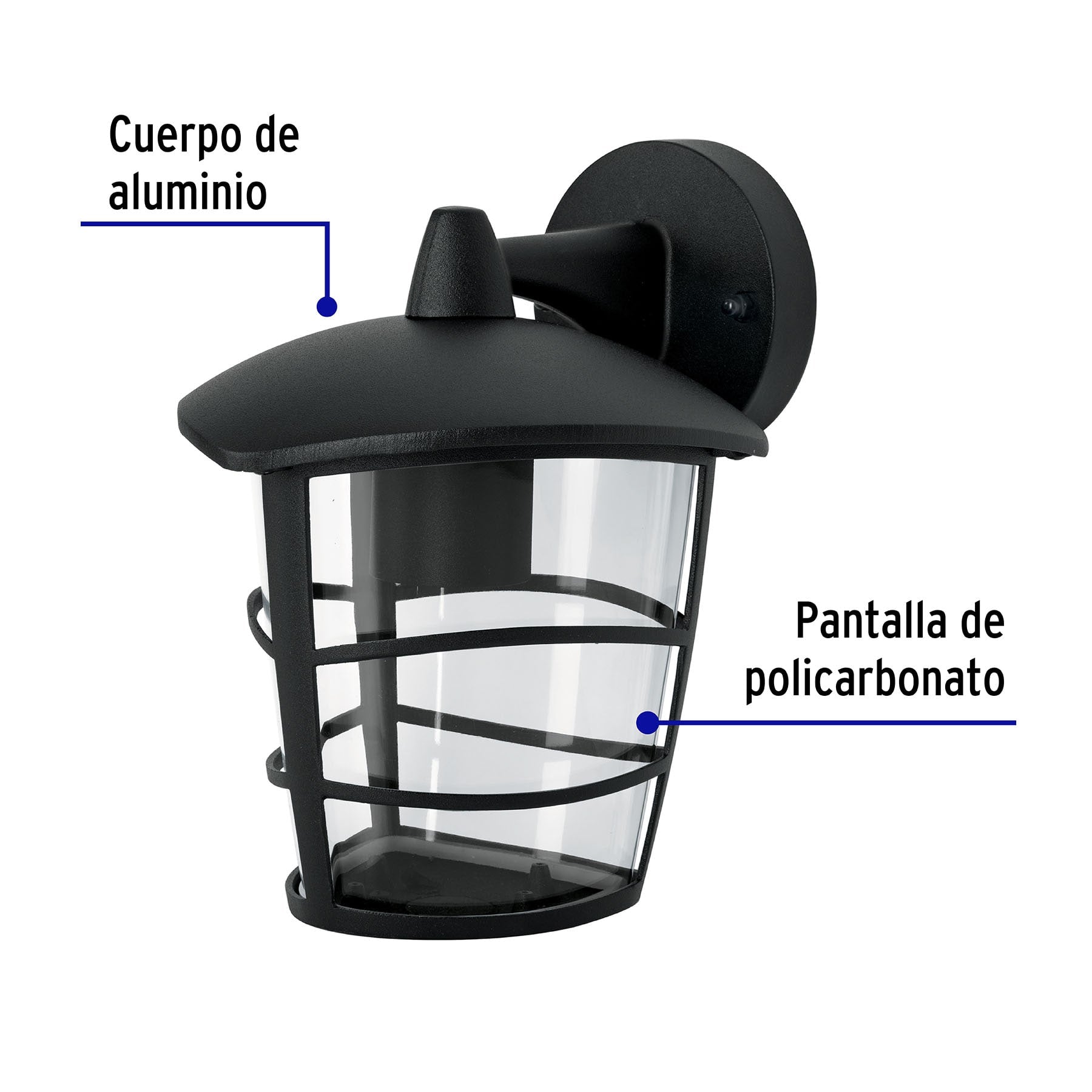 Arbotante tipo farol moderno suspendido p/exteriores, negro, 45093