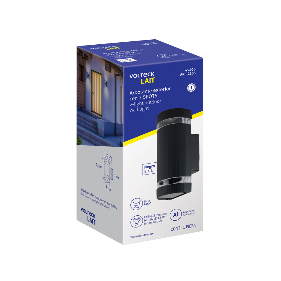 Arbotante exterior con 2 spots, lámparas no incluidas, negro, 45408