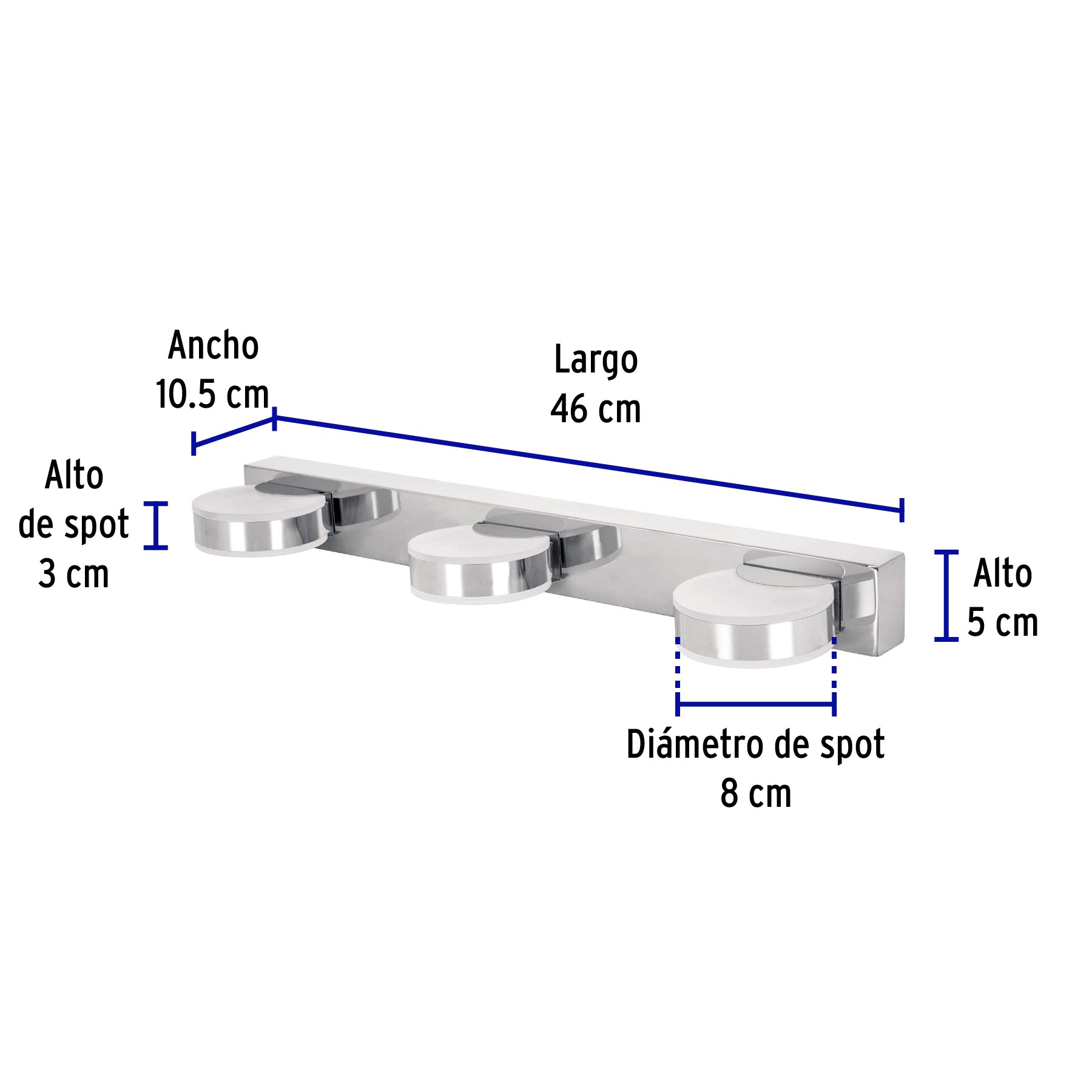 Arbotante decorativo de LED 10 W con 3 spots para baño, 46346