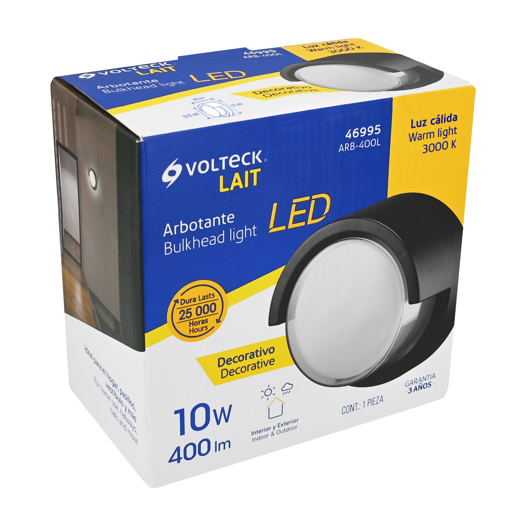 Arbotante decorativo de LED 10 W luz cálida, Volteck, 46995