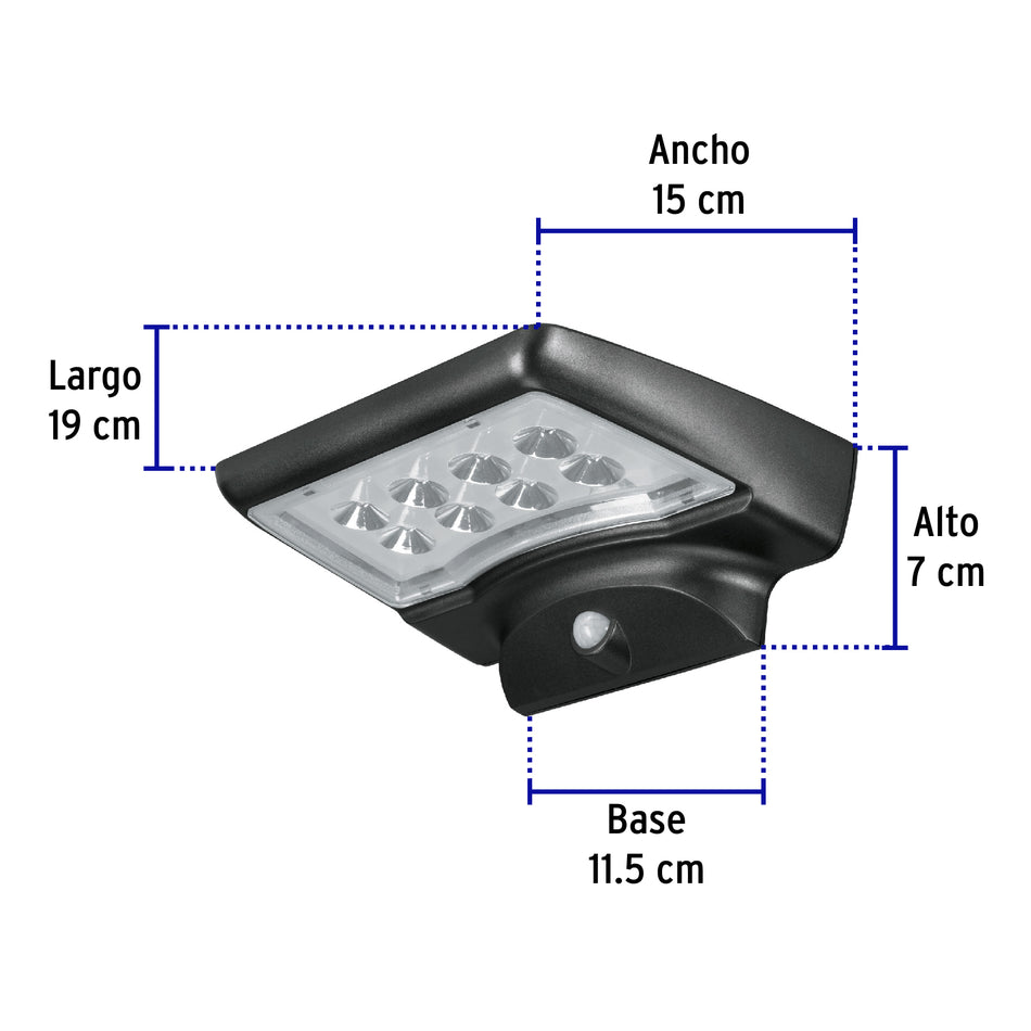 Arbotante solar LED 4 W con sensor de movimiento, Volteck Caja con 2, 49073