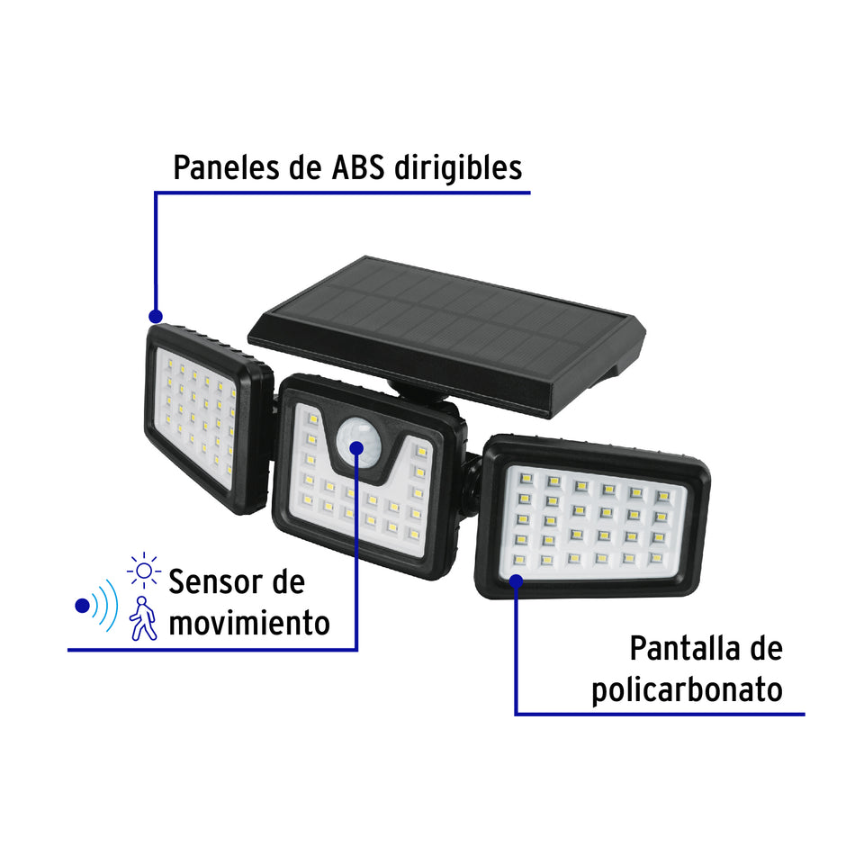 Luminario Solar LED 7 W con sensor de movimiento, Volteck Caja con 2, 49782