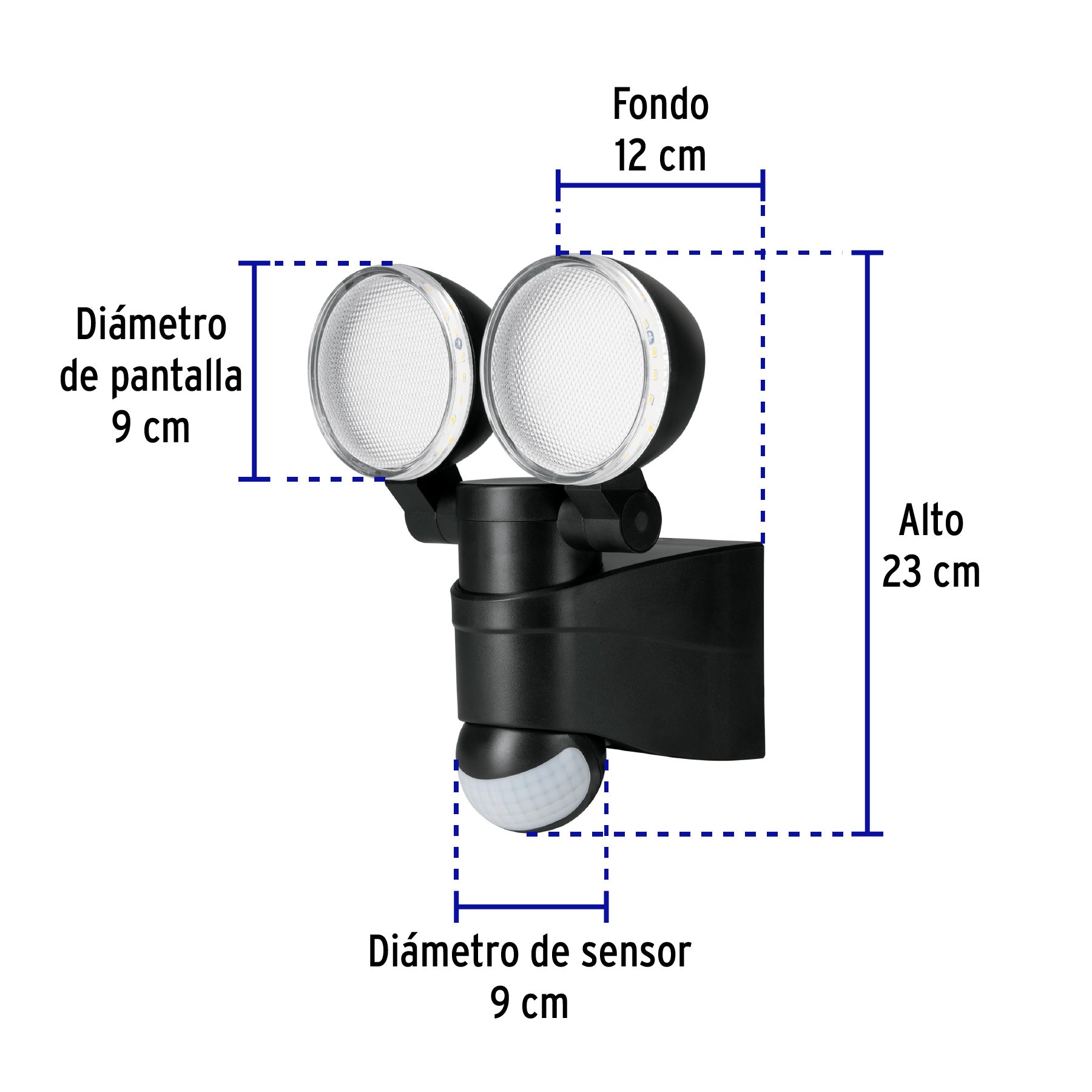 Arbotante LED 12 W negro con sensor de movimiento, Volteck, 47338