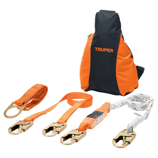 Kit contra caídas con arnés de tres anillos, ANSI, Truper, 100887