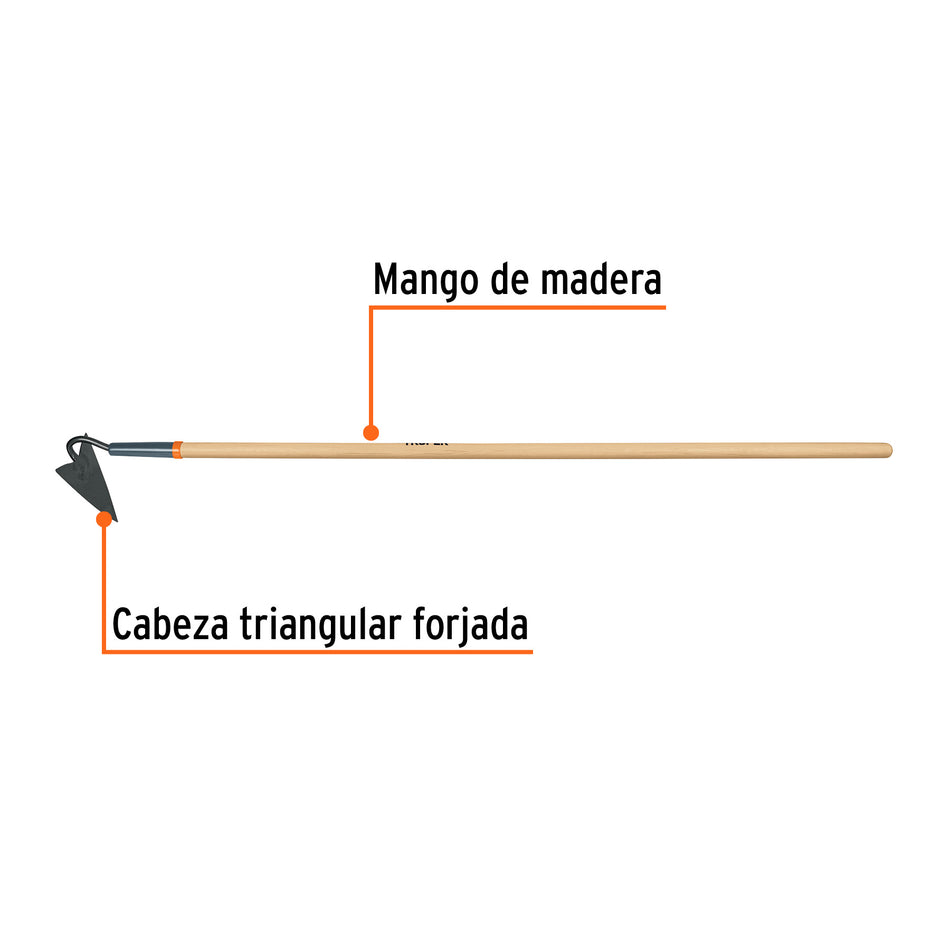 Azadón triangular jardinero con mango de madera 54', Truper Caja con 6, 102140