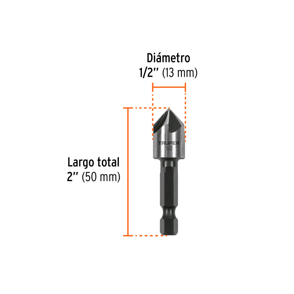 Avellanador HSS cambio rápido 1/2', Truper Caja con 4, 102380