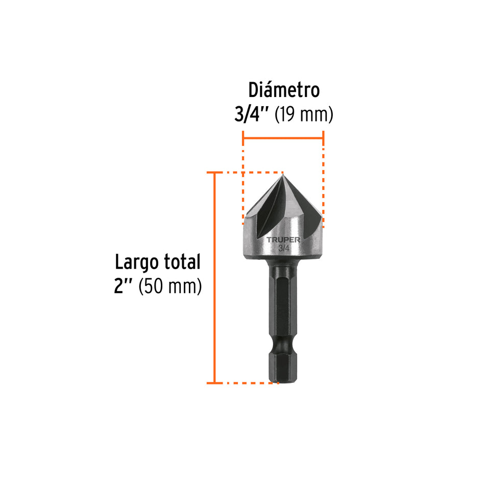 Avellanador HSS cambio rápido 3/4', Truper Caja con 4, 102382