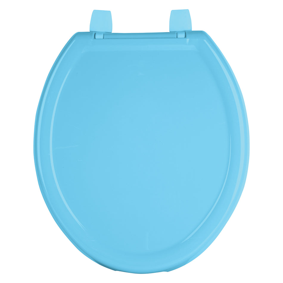 Asiento redondo ligero con tapa para WC, azul, FOSET BASIC Caja con 5, 40243