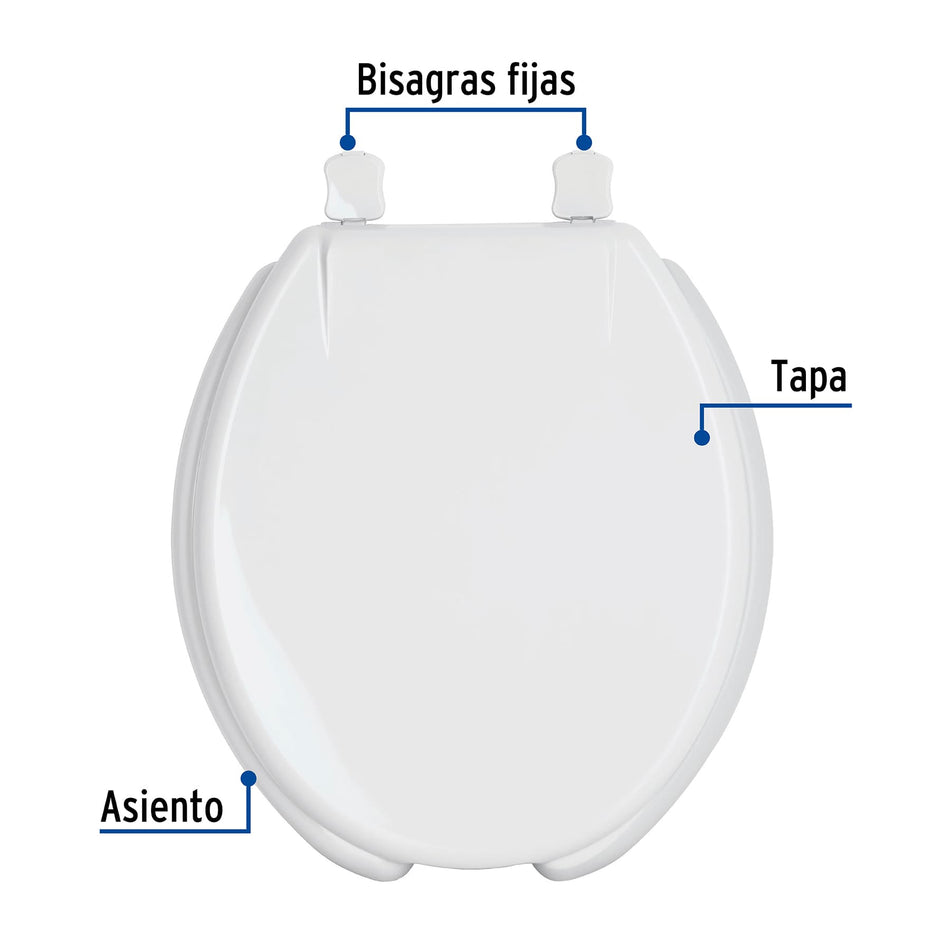 Asiento redondo con tapa para WC, abierto, blanco, FOSET, 49903