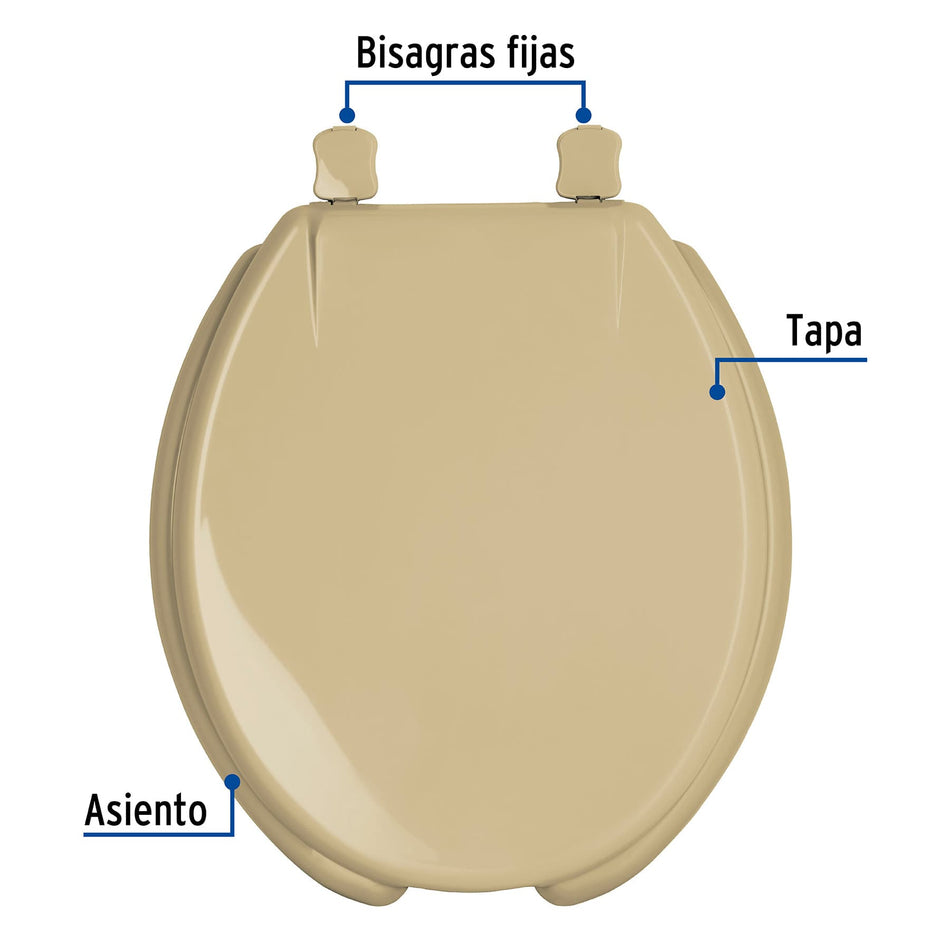 Asiento redondo con tapa para WC, abierto, beige, FOSET, 47033