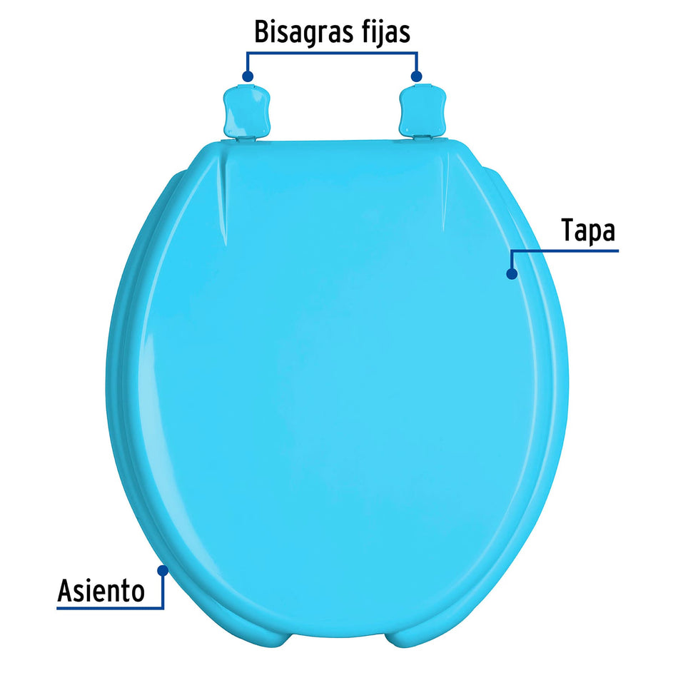 Asiento redondo con tapa para WC, abierto, azul, FOSET, 47034