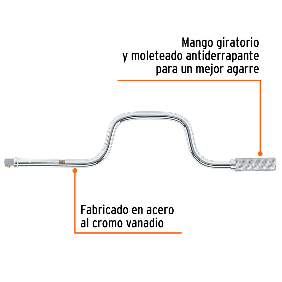 Mango cuadro 1/2' berbiquí, largo 18', Truper Caja con 6, 13430