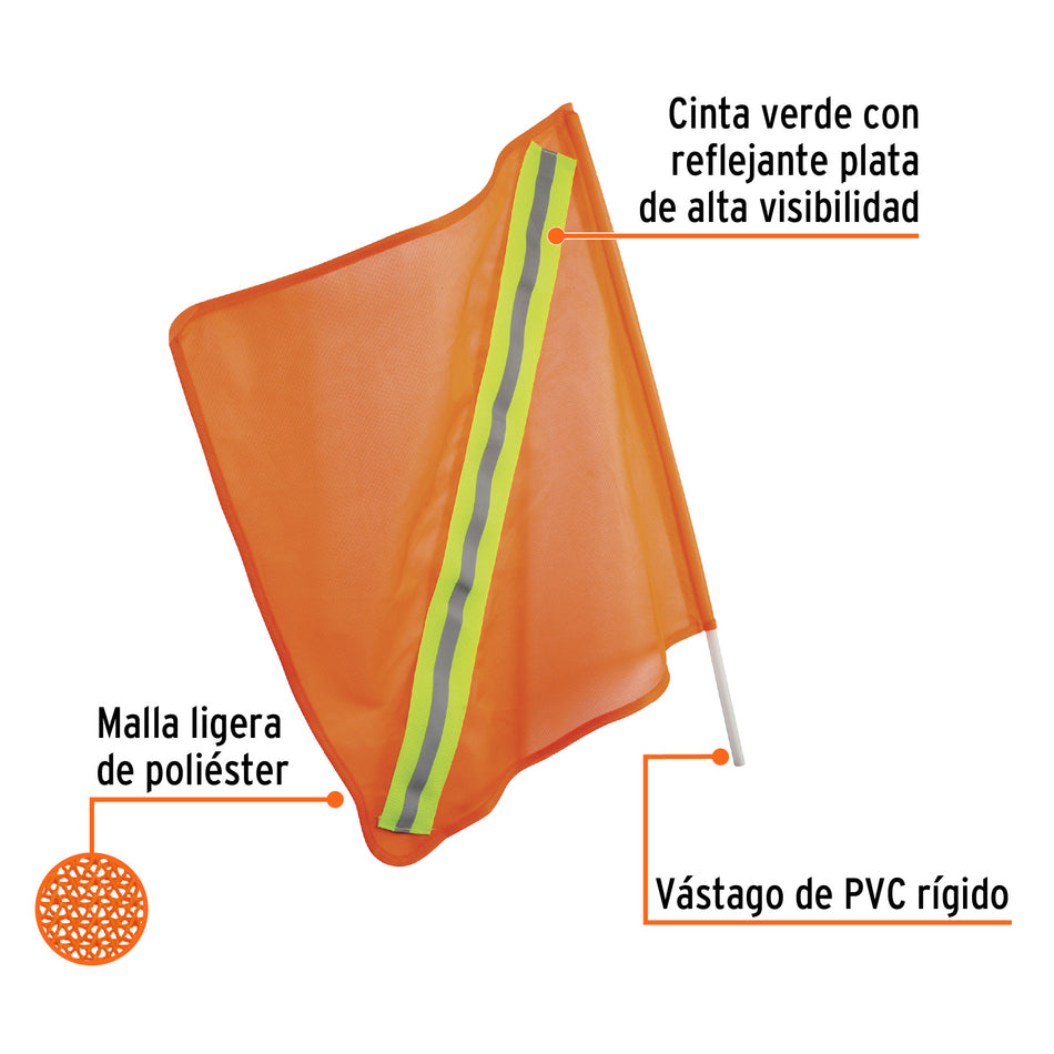 Banderola vial con reflejante, Truper Caja con 6, 13119