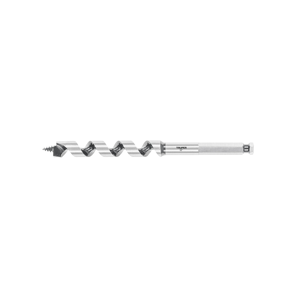 Broca auger tipo berbiquí 1/2' X 6', TRUPER Caja con 5, 104060