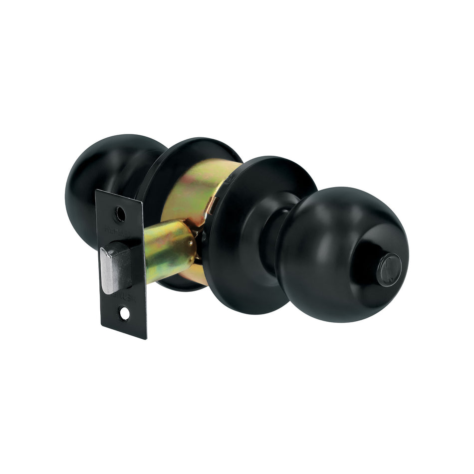 Cerradura tipo esfera, cilíndrico, baño, negro, Basic Caja con 3, 28139