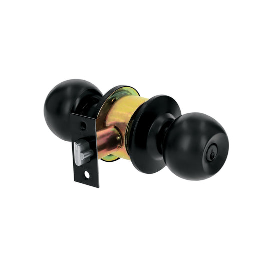 Cerradura tipo esfera, cilíndrico, recámara, negro, Basic Caja con 3, 28138