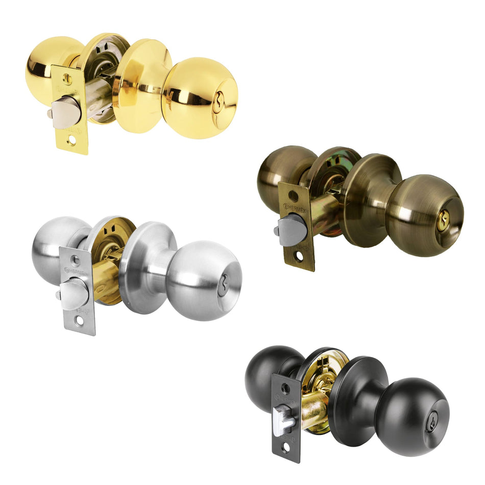 Cerradura tipo esfera, tubular, recámara,brillante, Basic Caja con 3, 23658