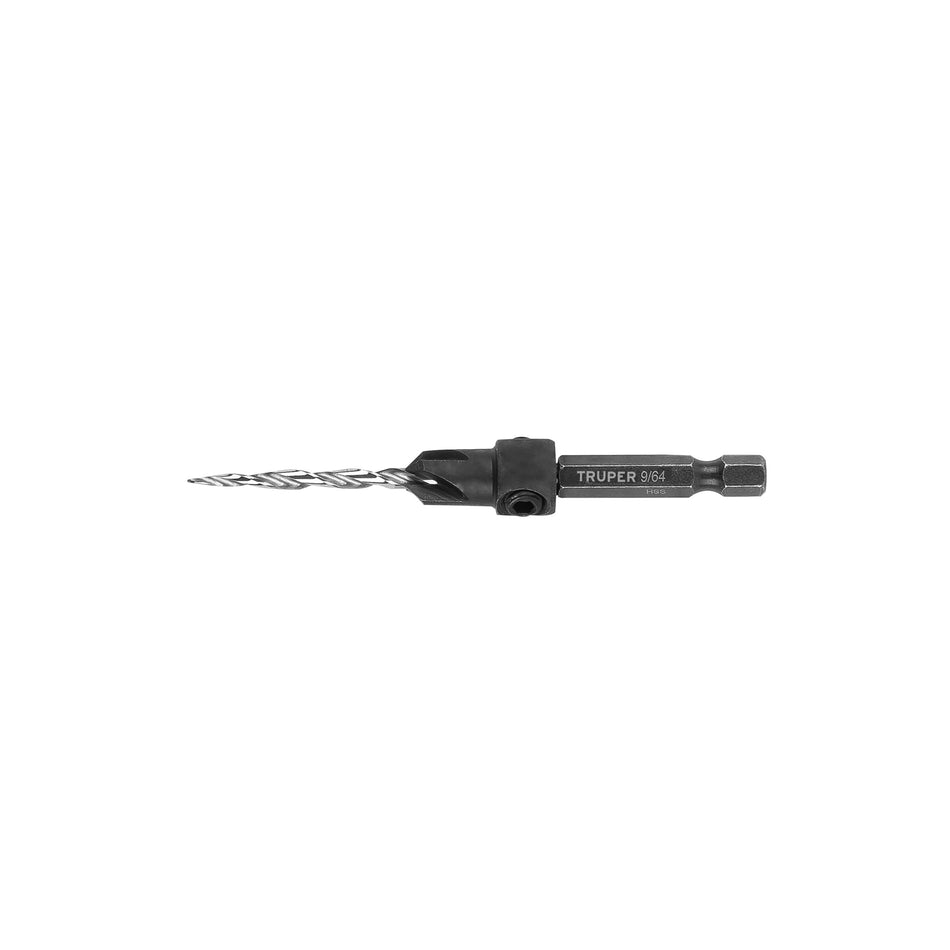 Broca avellanadora #6 para madera, 9/64', TRUPER Caja con 4, 102375