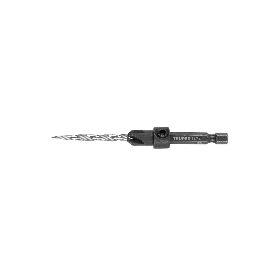 Broca avellanadora #8 para madera, 11/64', TRUPER Caja con 4, 102376