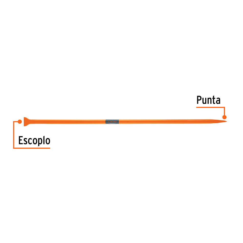Barreta de punta de 1-1/4' x 175 cm, escoplo 80 mm, Truper, 10765