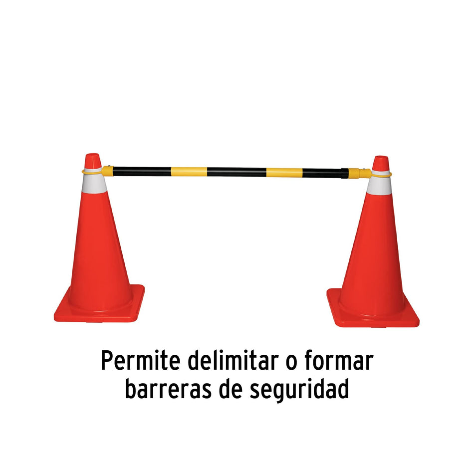 Barra extensible de 1.3 a 2.1 m reflejante para conos, 101019