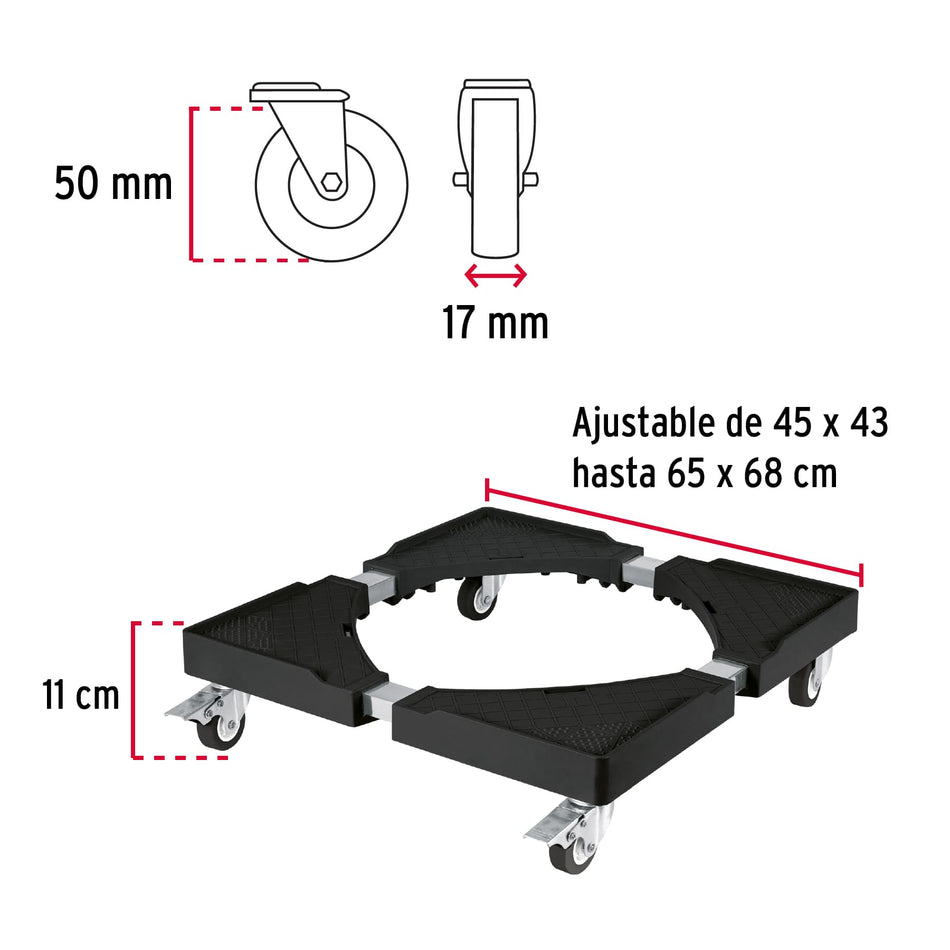 Base universal con ruedas para línea blanca, Fiero, 49301