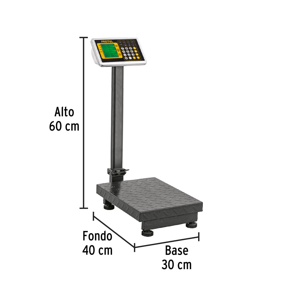 Báscula electrónica de plataforma, plegable, 100 kg. Pretul, 28461