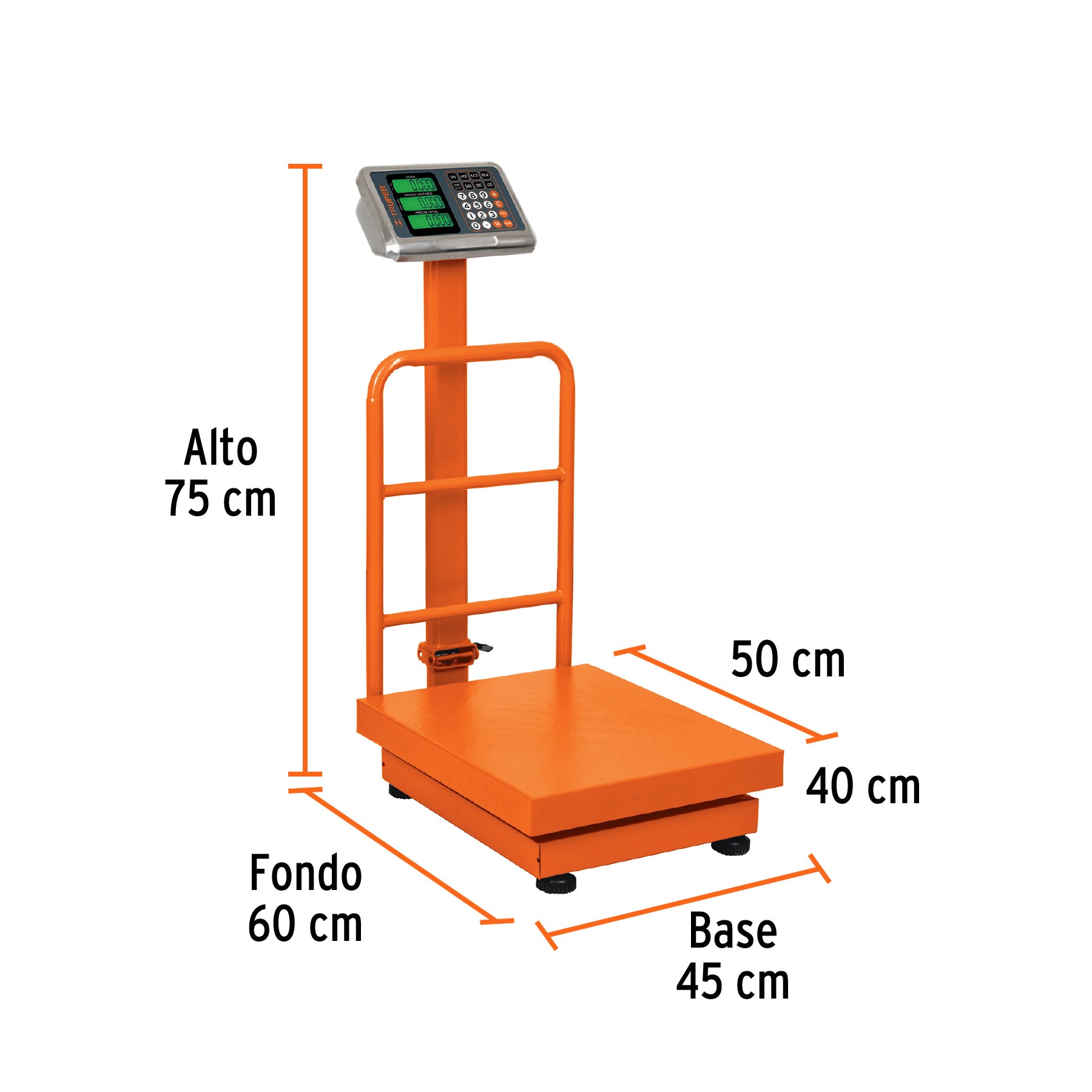 Báscula electrónica de plataforma, plegable, 200 kg, Truper, 15732