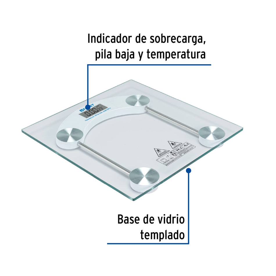 Báscula digital 180kg para baño, Foset Caja con 2, 48526