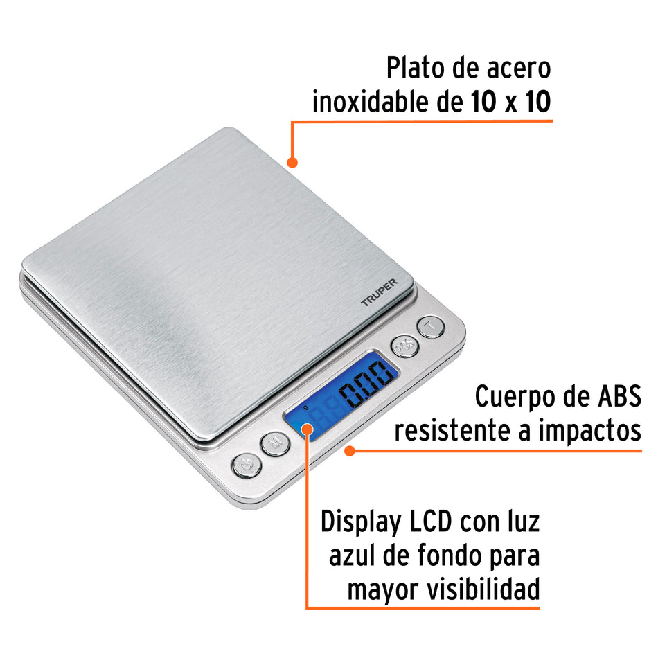 Báscula electrónica de precisión, de bolsillo, 500 g, Truper Caja con 2, 102316
