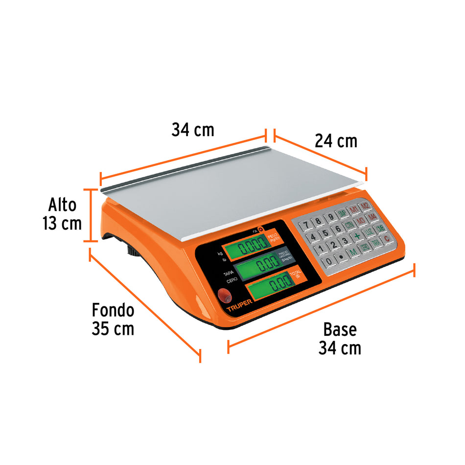 Báscula electrónica multifunciones 40 kg, Truper, 15241