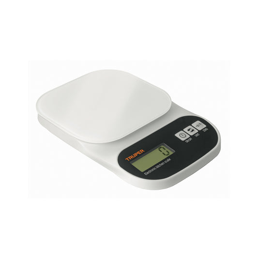 Báscula digital para cocina, plato de vidrio, 5 kg, Truper Caja con 2, 15160
