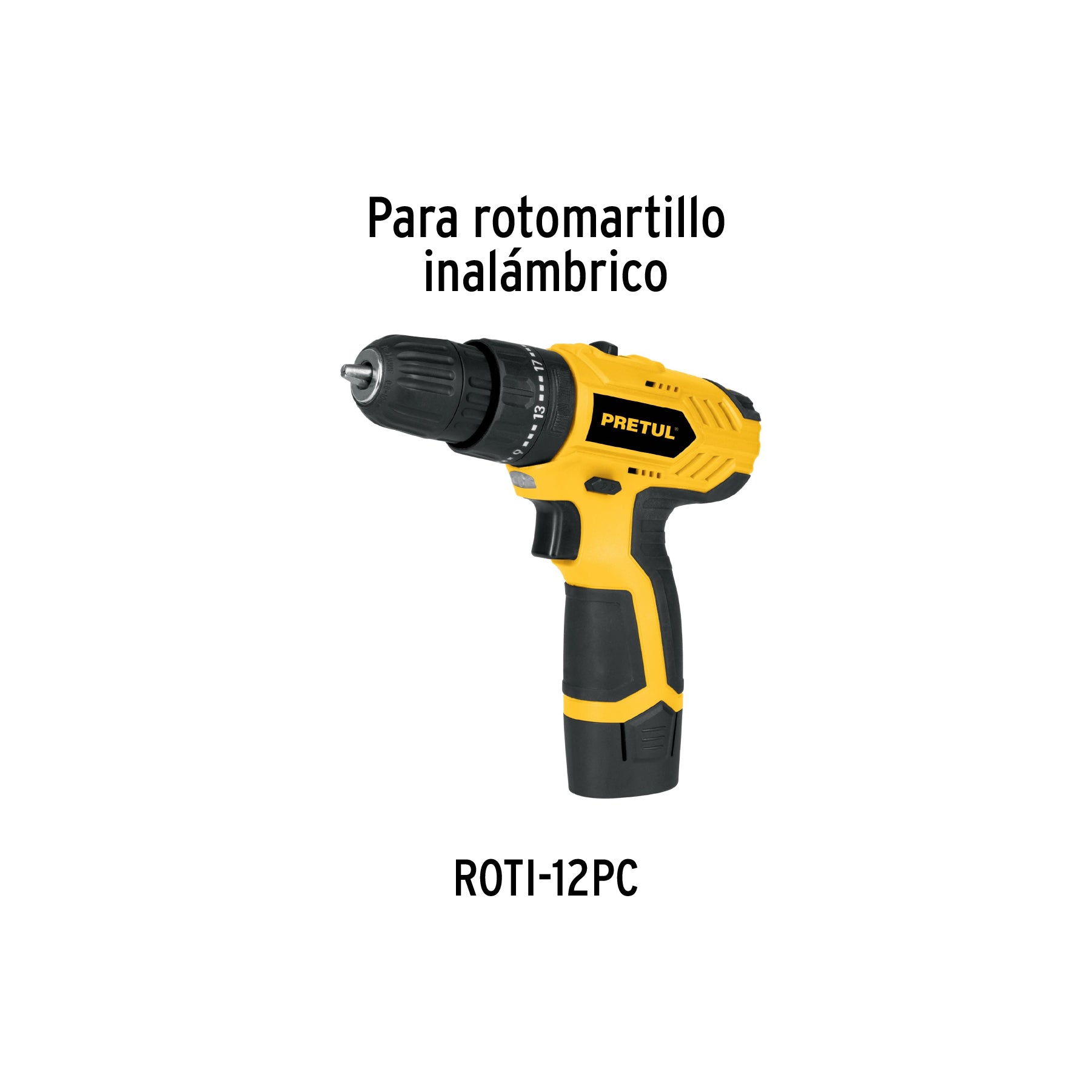 Batería ion litio, 12V, para rotomartillo ROTI-12PC, PRETUL, 21016