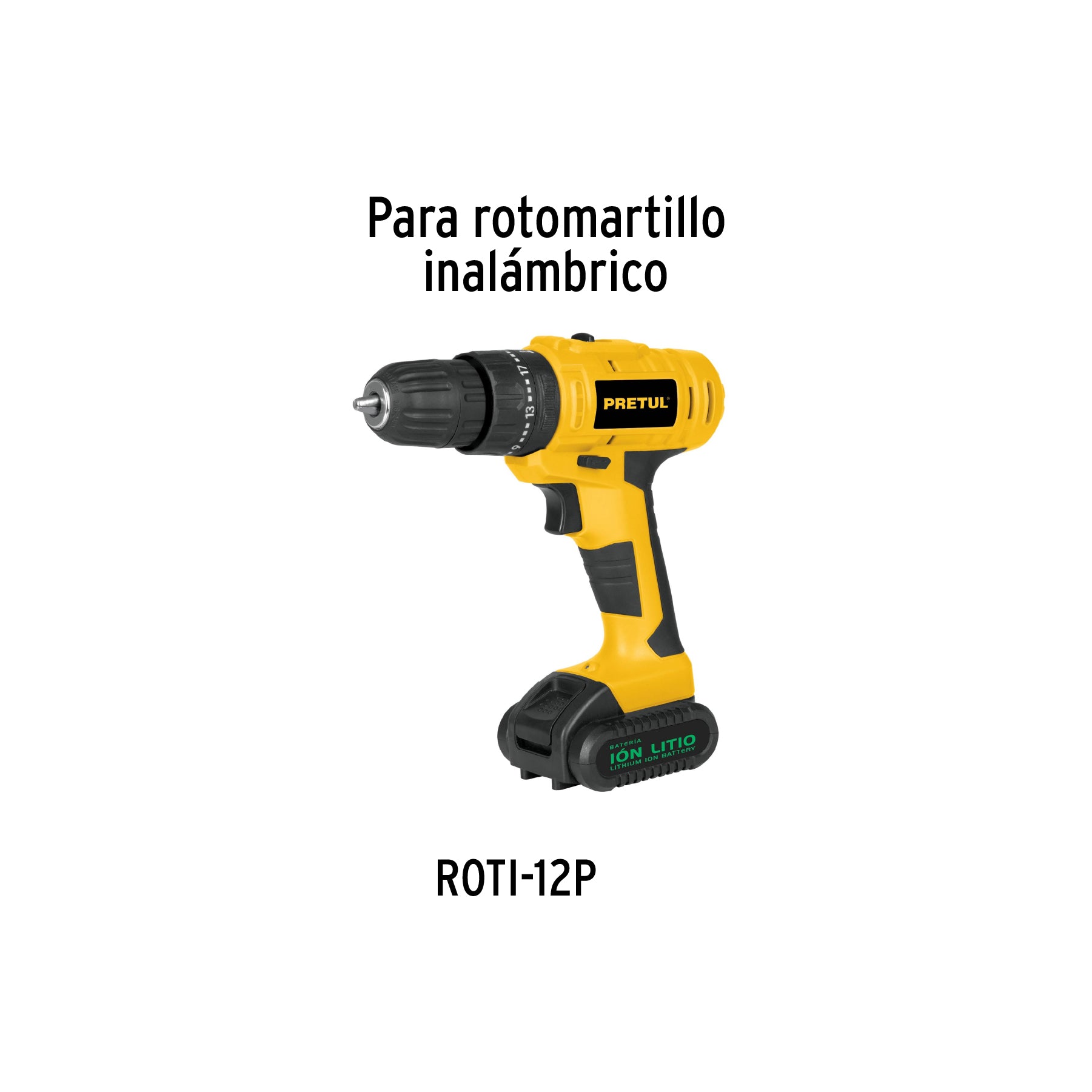 Batería ion litio, 12V, para rotomartillo ROTI-12P, PRETUL, 21017