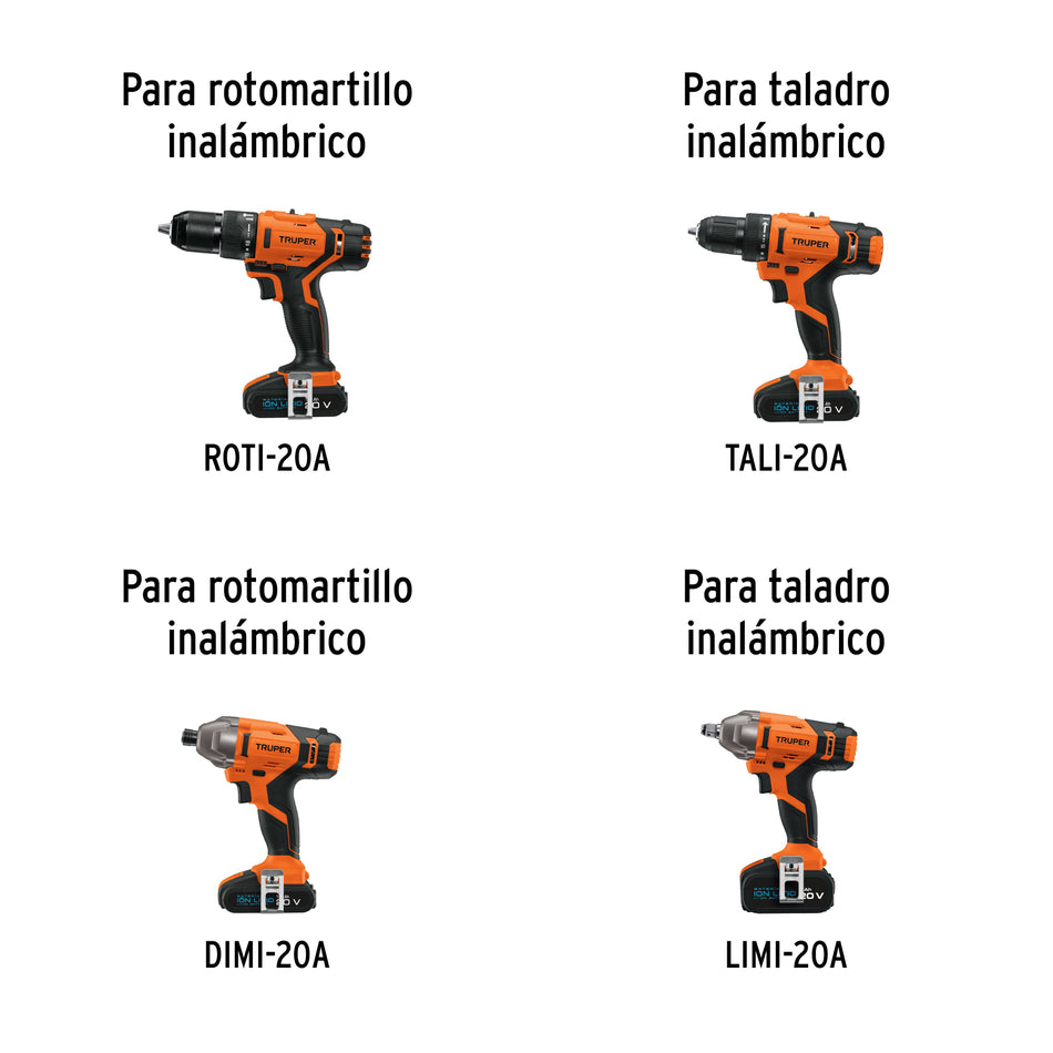 Batería ion litio, 20V, 2 Ah, TRUPER PRO, 12334
