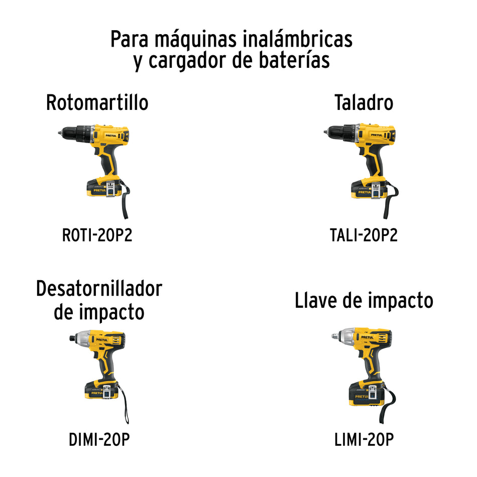 Batería ion litio, 20V, 4 Ah, PRETUL, 28275