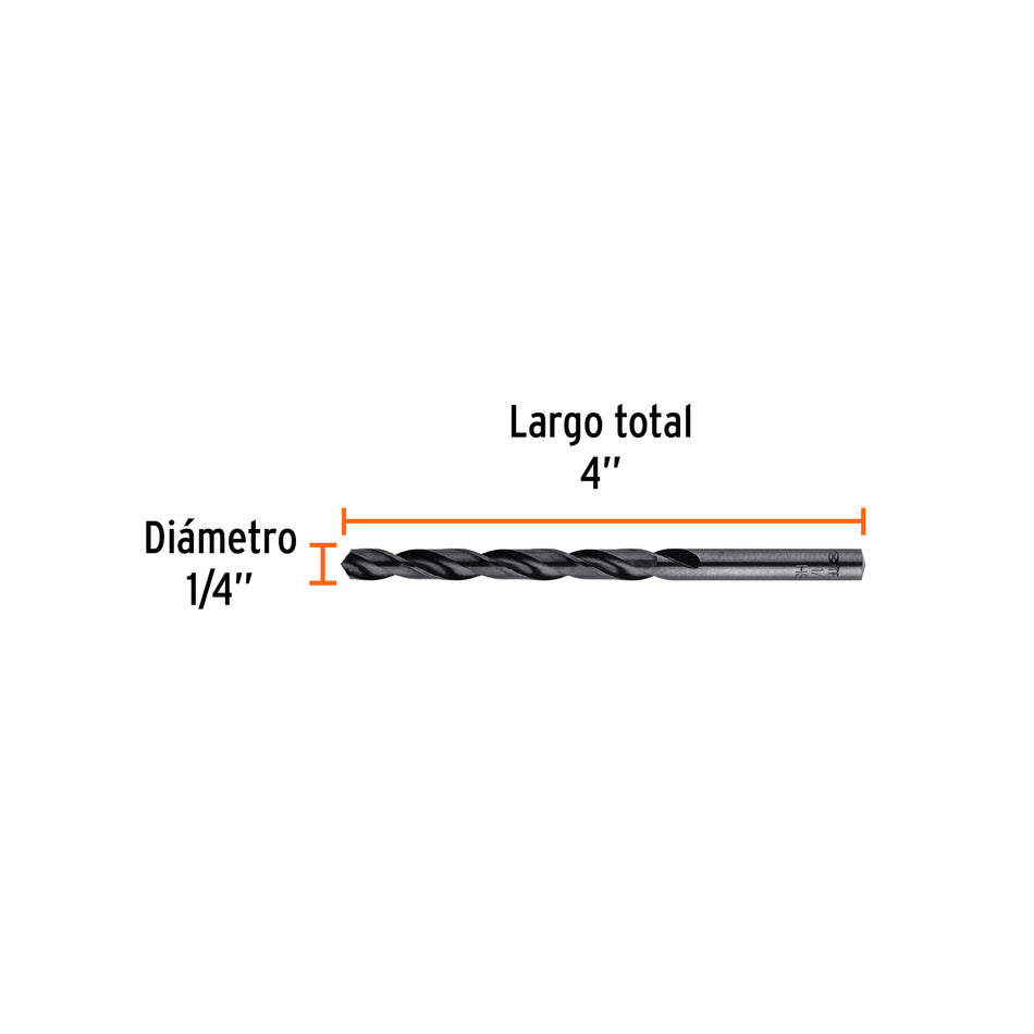 Broca HSS 1/4' Trublack para metal, Truper Caja con 10, 15097