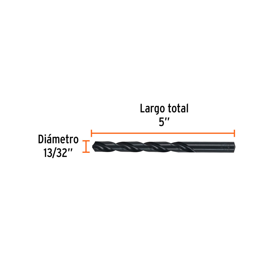 Broca HSS 13/32' Trublack para metal, Truper Caja con 5, 15339