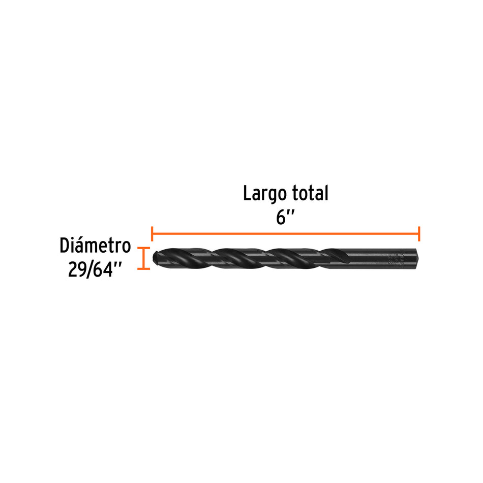 Broca HSS 29/64' Trublack para metal, Truper Caja con 5, 15379