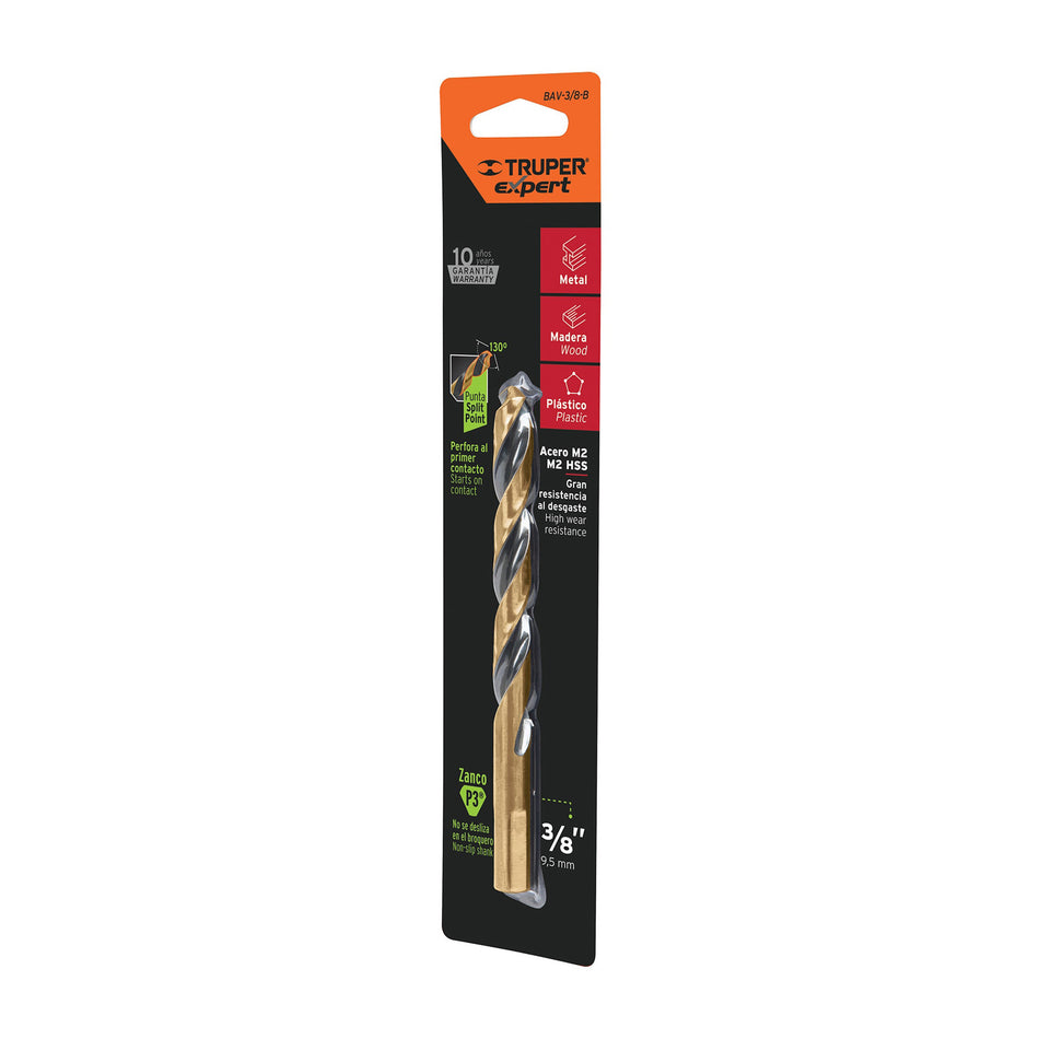 Broca HSS 3/8' Trugold para metal en blíster, Expert Caja con 5, 12748