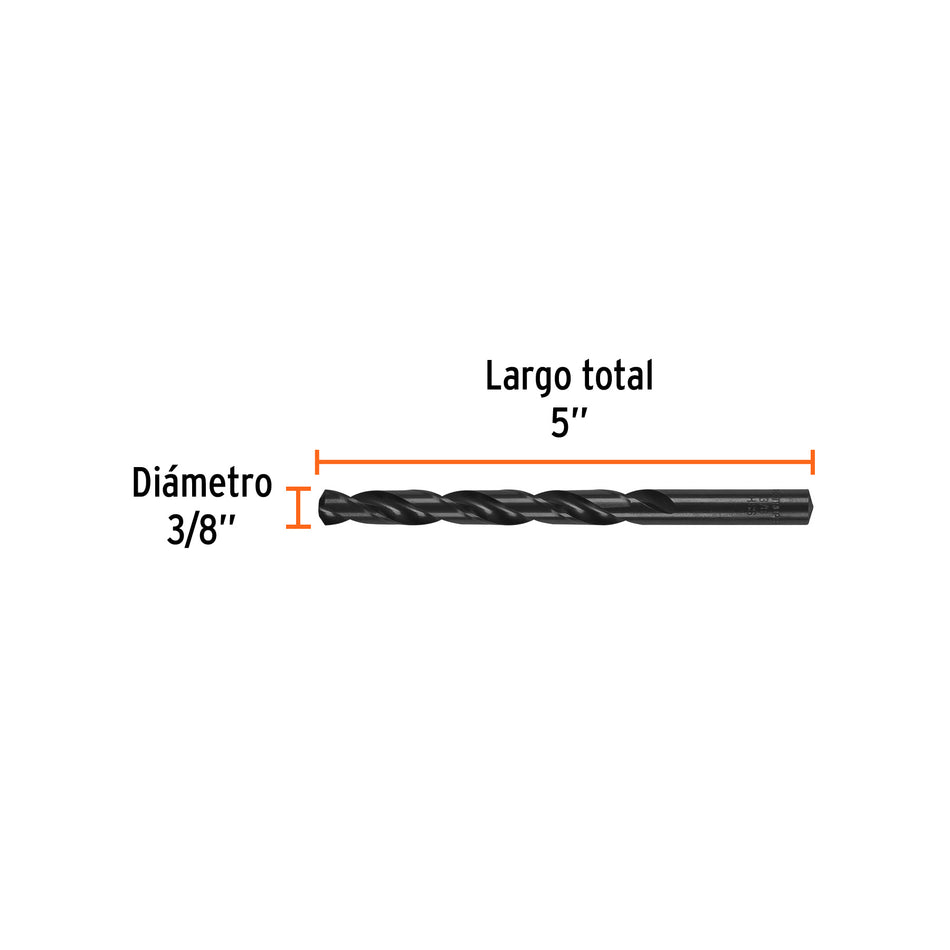 Broca HSS 3/8' Trublack para metal, Truper Caja con 5, 15337
