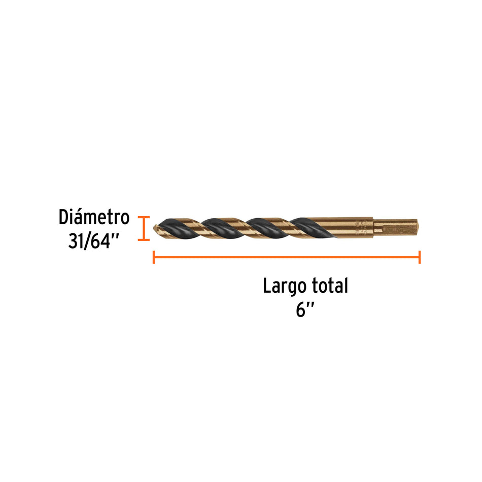 Broca HSS 31/64' Trugold para metal, Truper Expert Caja con 5, 11164