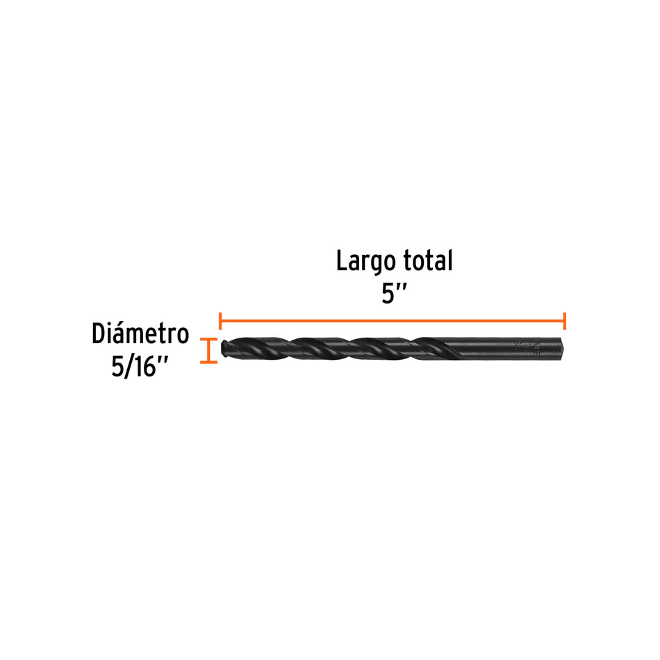 Broca HSS 5/16' Trublack para metal, Truper Caja con 5, 15328