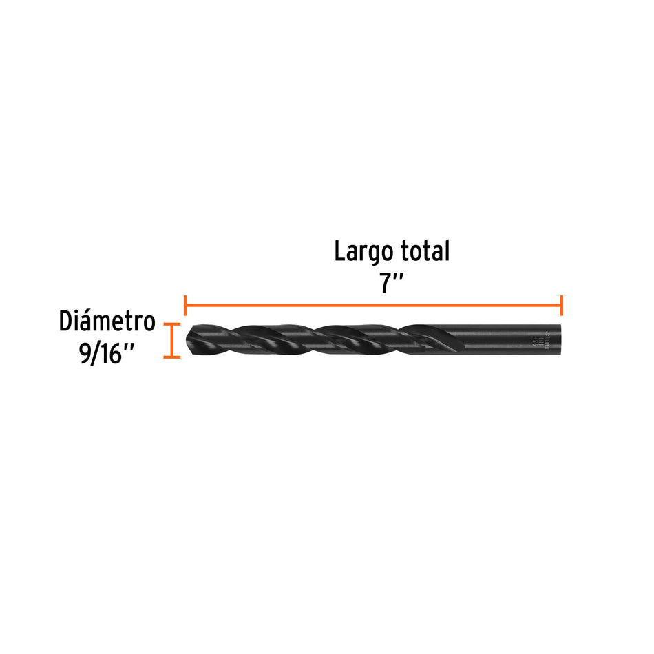 Broca HSS 9/16' Trublack para metal, Truper, 15391
