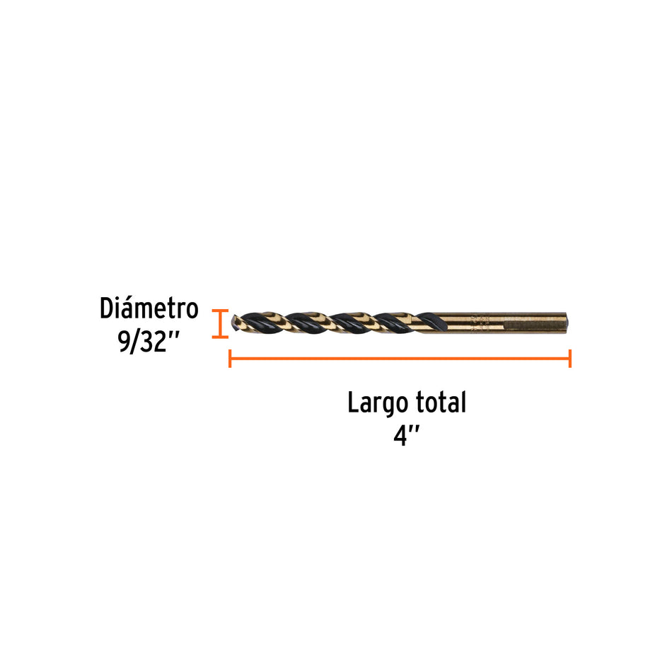 Broca HSS 9/32' Trugold para metal, Truper Expert Caja con 10, 11138