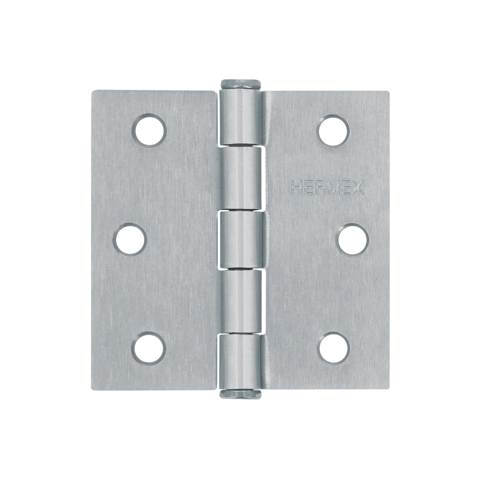 Bisagra cuadrada 2-1/2', satinado, cabeza plana, Hermex Caja con 10, 43260